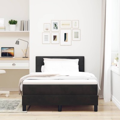 Cama con Somier y Colchón con colchón Negro 120 x 200 cm tela