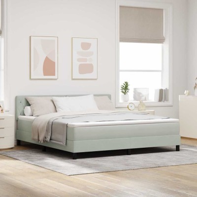 Cama con Somier y Colchón Gris Claro 180 x 200 cm tela