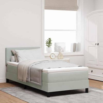 Cama con Somier y Colchón Gris Claro 90 x 200 cm tela