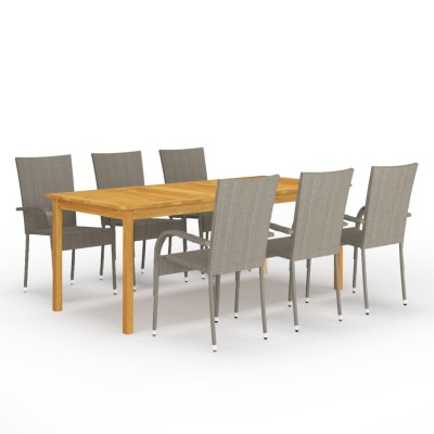 Juego de comedor para jardín de 7 piezas gris