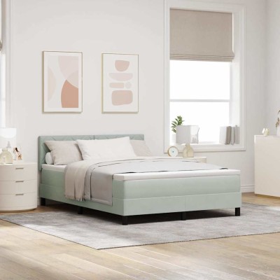Cama con Somier y Colchón Gris Claro 140 x 190 cm tela