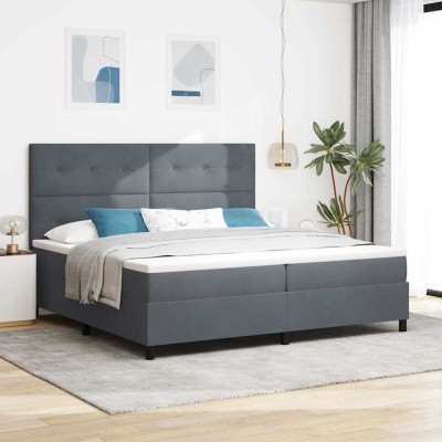 Cama tipo Box Spring Gris oscuro 200 x 200 cm Terciopelo