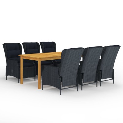 Juego de comedor para jardín de 7 piezas gris oscuro