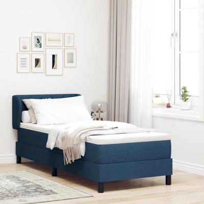 Cama box spring con colchón con colchón Azul 80 x 200 cm tela