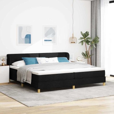 Cama con somier y colchón Crema 90x200 cm Fabric Negro