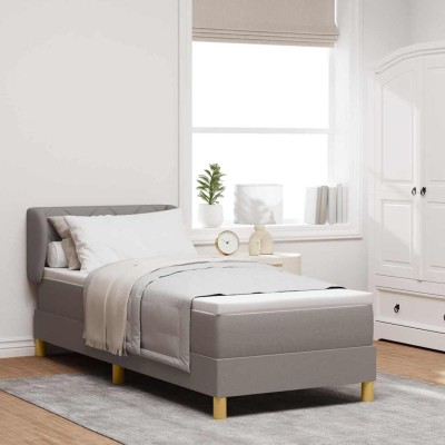 Cama con somier y colchón Crema 90x200 cm Fabric Taupé