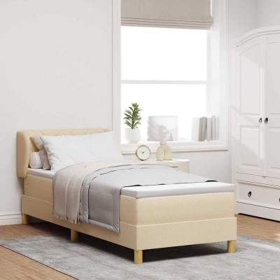 Cama con somier y colchón Crema 90x200 cm Fabric Crema