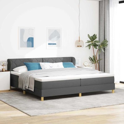Cama con somier y colchón Crema 90x200 cm Fabric Gris oscuro