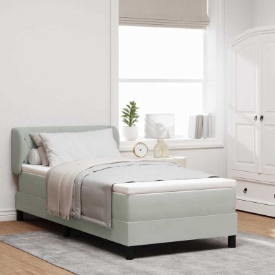 Cama con Somier y Colchón Gris Oscuro 80x200 cm Terciopelo