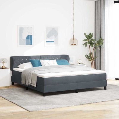Cama con Somier y Colchón Gris Oscuro 80x200 cm Terciopelo