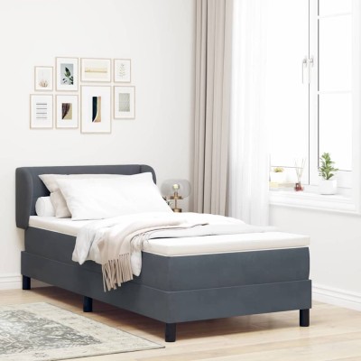 Cama con Somier y Colchón Gris Oscuro 80x200 cm Terciopelo