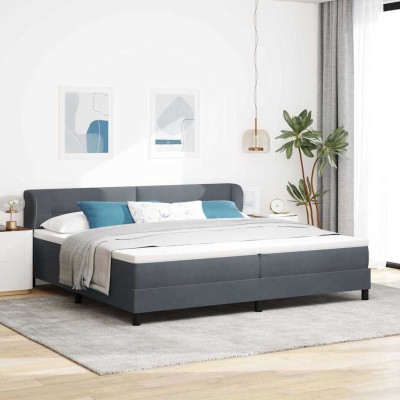 Cama con Somier y Colchón Gris Oscuro 80x200 cm Terciopelo