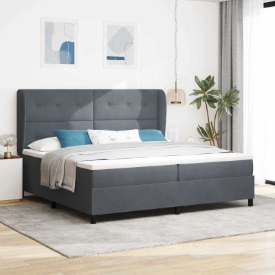Cama tipo Box Spring Gris oscuro 200 x 200 cm Terciopelo