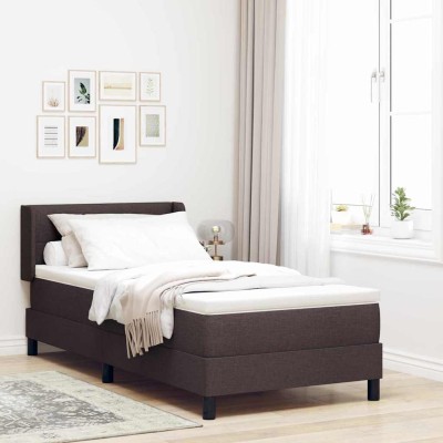 Cama box spring con colchón Marrón Oscuro 80 x 200 cm
