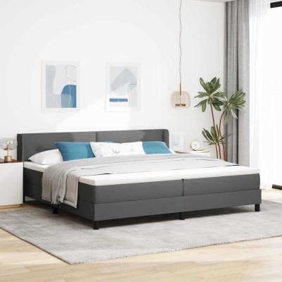 Cama box spring con colchón Gris oscuro 200 x 200 cm