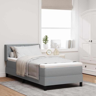 Cama box spring con colchón con colchón Gris claro 90 x 190 cm