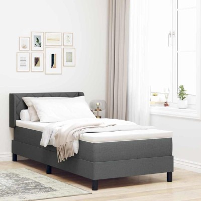Cama box spring con colchón Gris oscuro 100 x 200 cm