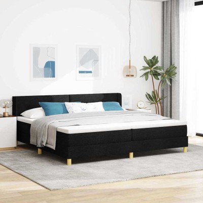 Cama tipo Box Spring con colchón Negro 200 x 200 cm