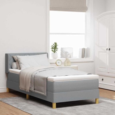 Cama con Somier con colchón Gris claro 90 x 200 cm tela