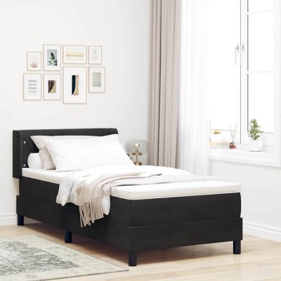 Cama con Somier y Colchón Negra 100x200 cm Terciopelo Negro