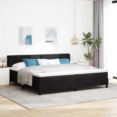Cama con Somier y Colchón Negra 100x200 cm Terciopelo Negro