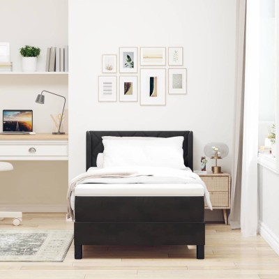Cama con Somier y Colchón Negra 100x200 cm Terciopelo Negro