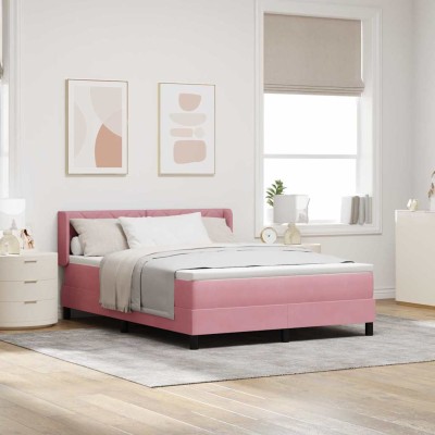 Cama con Somier y Colchón Negra 100x200 cm Terciopelo Rosa