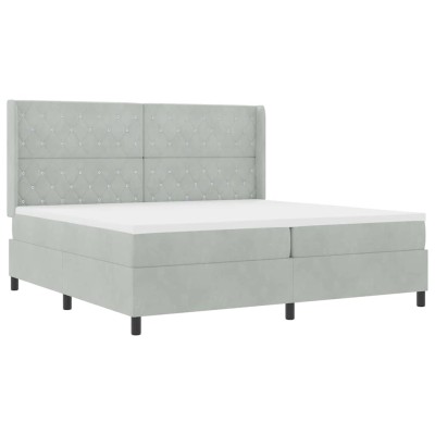 Cama tipo Box Spring Gris claro 200 x 200 cm Terciopelo