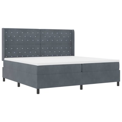 Cama tipo Box Spring Gris oscuro 200 x 200 cm Terciopelo