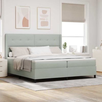 Cama tipo Box Spring Gris claro 200 x 200 cm Terciopelo