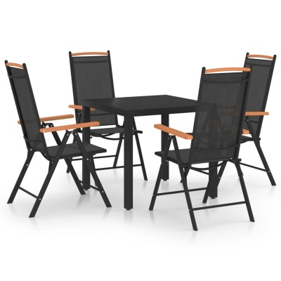 Juego de comedor de jardín 5 piezas aluminio negro