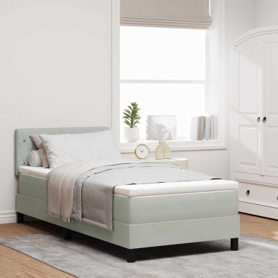 Cama tipo Box Spring Gris claro 100 x 200 cm Terciopelo