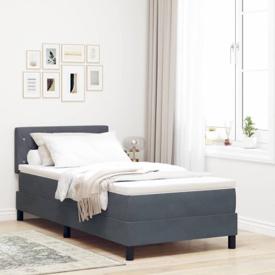 Cama tipo Box Spring Gris oscuro 100 x 200 cm Terciopelo