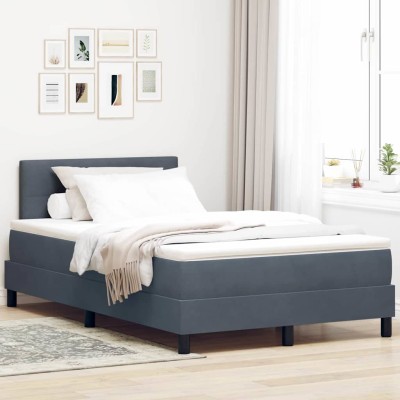 Cama tipo Box Spring Gris oscuro 120 x 200 cm Terciopelo