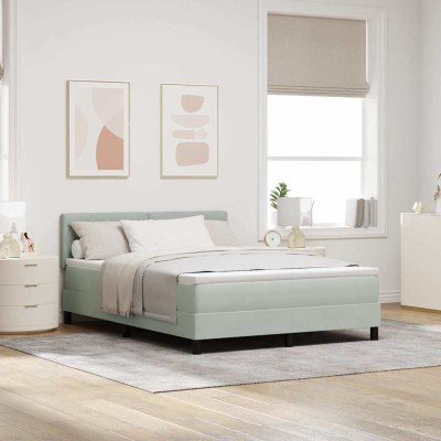 Cama tipo Box Spring Gris claro 140 x 190 cm Terciopelo