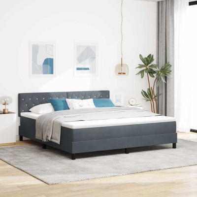 Cama tipo Box Spring Gris oscuro 180 x 200 cm Terciopelo