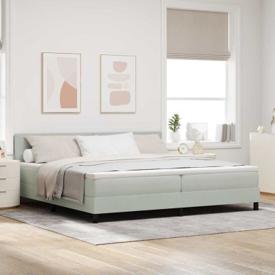 Cama tipo Box Spring Gris claro 200 x 200 cm Terciopelo