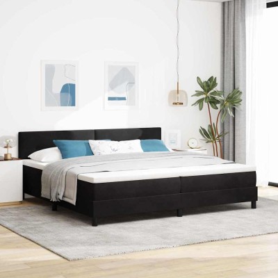Cama tipo Box Spring con colchón Negro 200 x 200 cm Terciopelo