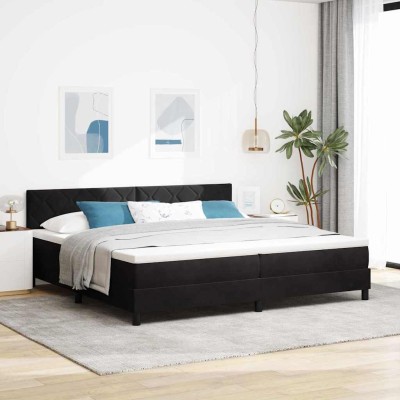 Cama tipo Box Spring con colchón Negro 200 x 200 cm Terciopelo
