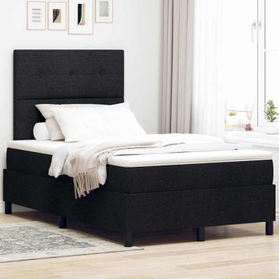 Cama tipo Box Spring con colchón Negro 120 x 190 cm tela