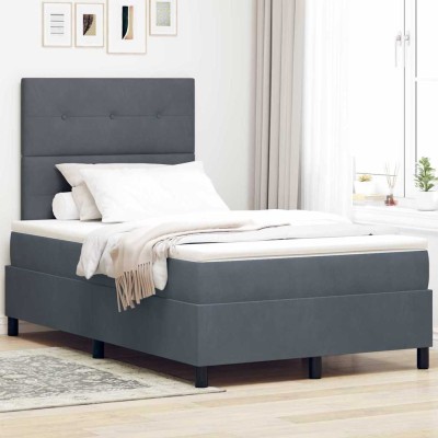 Cama tipo Box Spring Gris oscuro 120 x 200 cm Terciopelo
