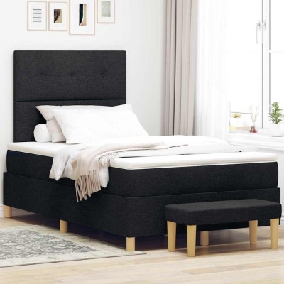 Cama tipo Box Spring con colchón Negro 120 x 190 cm tela