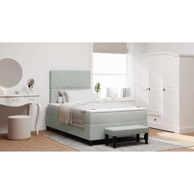Cama tipo Box Spring Gris claro 120 x 190 cm Terciopelo