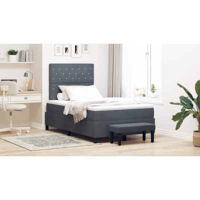 Cama tipo Box Spring Gris oscuro 120 x 200 cm Terciopelo