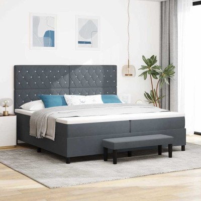 Cama tipo Box Spring Gris oscuro 200 x 200 cm Terciopelo