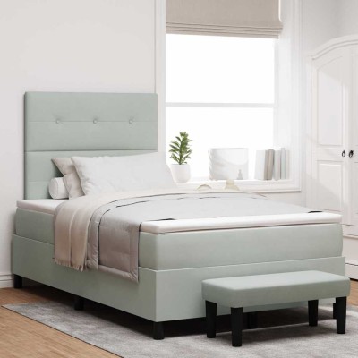 Cama tipo Box Spring Gris claro 120 x 190 cm Terciopelo