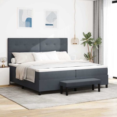 Cama tipo Box Spring Gris oscuro 200 x 200 cm Terciopelo