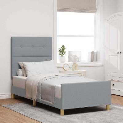 Estructura de cama con cabecera Gris claro 80 x 200 cm tela