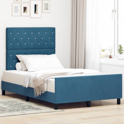 Estructura de cama Azul oscuro 120 x 200 cm Terciopelo