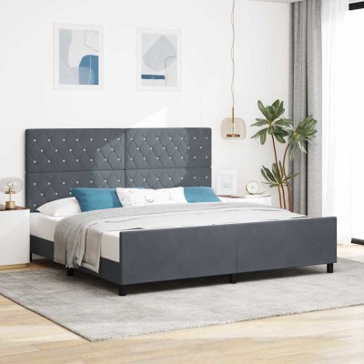 Estructura de cama Gris oscuro 200 x 200 cm Terciopelo